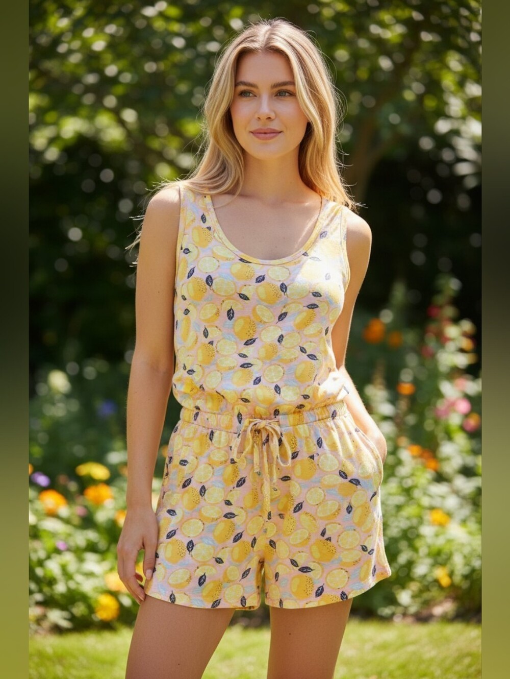 Alex's Lemonade Stand Romper Yellow Lemon Pink Sz Small Soft